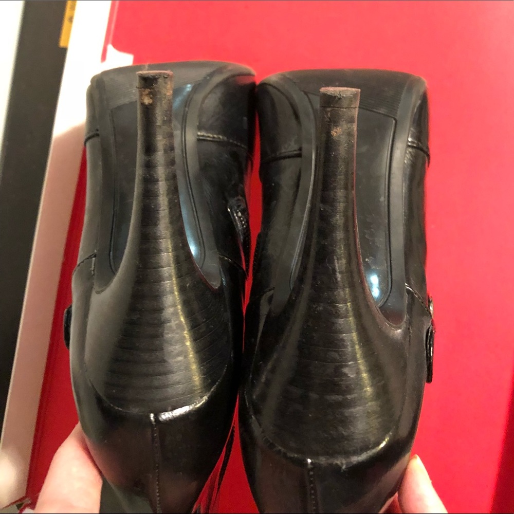 Black faux leather knee high heel boots - Picture 2 of 5